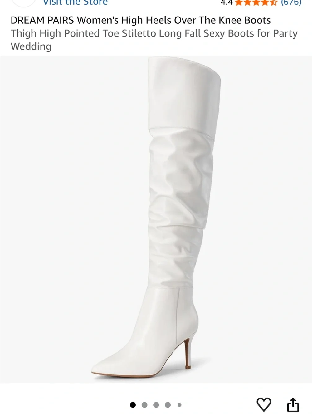 Dream Pairs White Over-the-Knee Pointed Toe Stiletto Boots